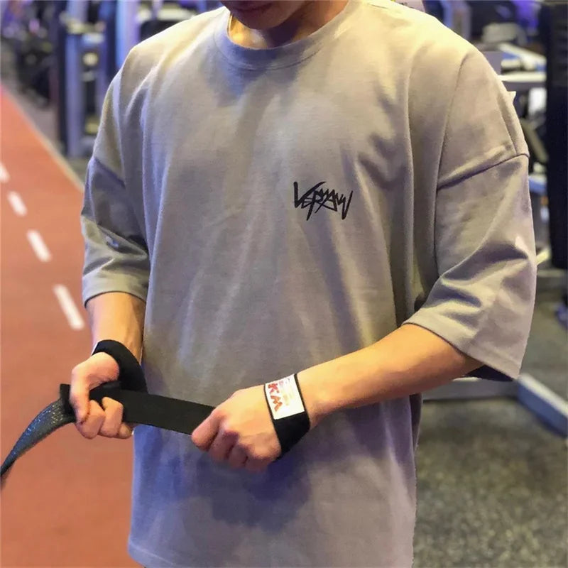 Apex Ritual – Men's Oversized Sports T-Shirt – Round Collar Cotton Summer Training Running Tee