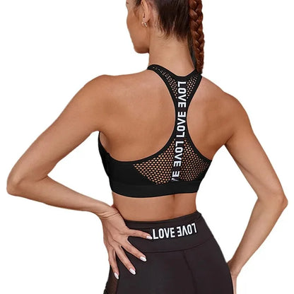 Apex Ritual – Women's Letter Print Sports Bra – Push-Up Yoga & Gym Fitness Crop Top Bralette