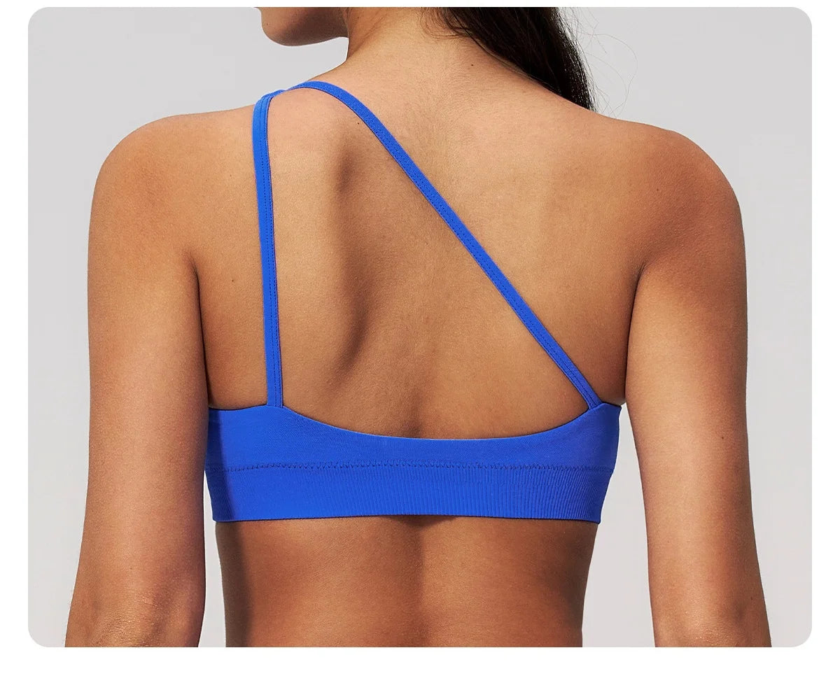 Apex Ritual – Seamless Sport Bra Women – Breathable Shockproof Oblique Shoulder Yoga Bra Sportswear