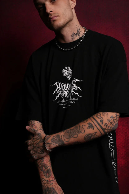 Apex Ritual – EINHERJAR Side By Side Oversized Tee – Y2K Gothic Hip Hop Couple T-Shirt