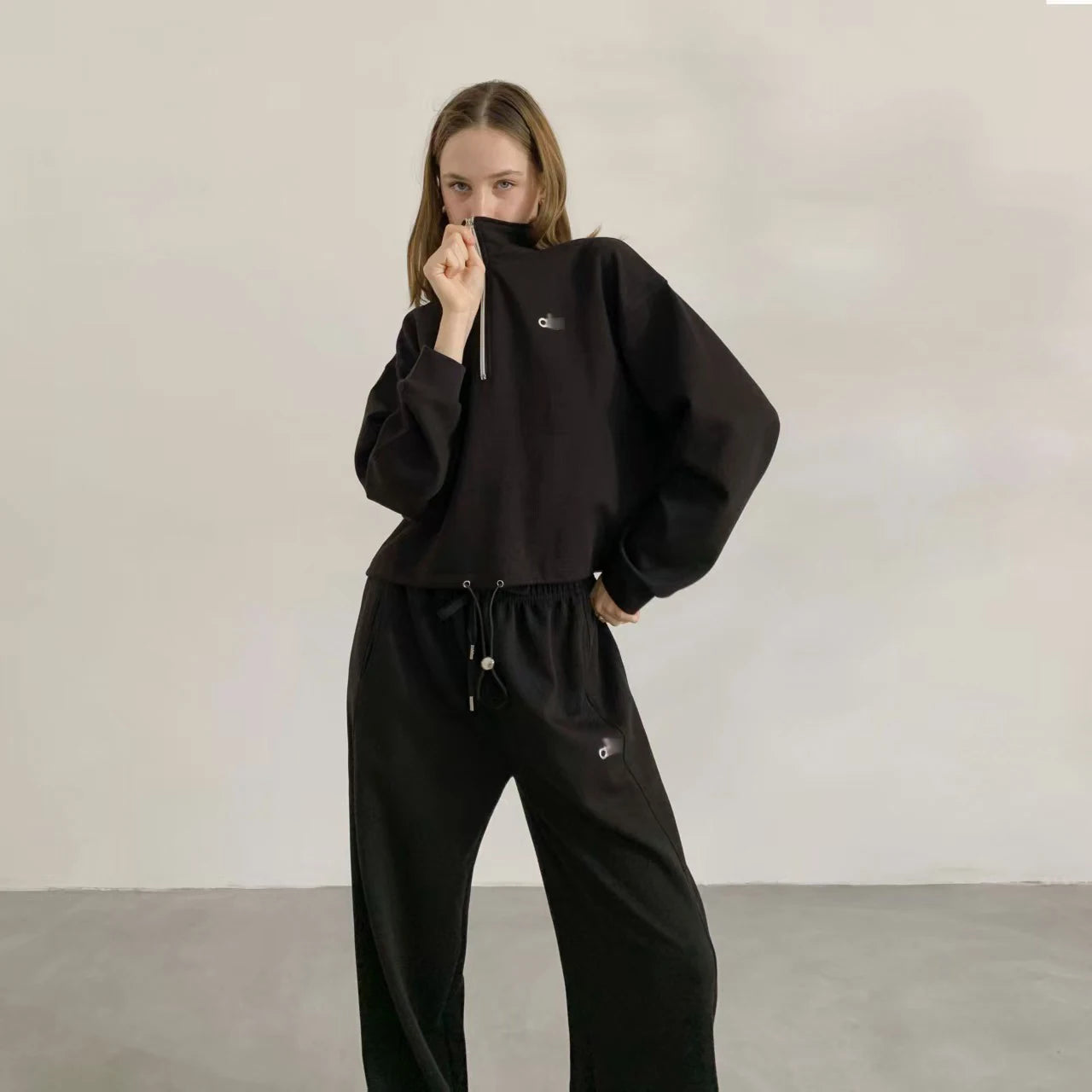 Apex Ritual – American Style Half Zipper Stand Collar Jacket Women – Yoga Running Set Long Sleeve