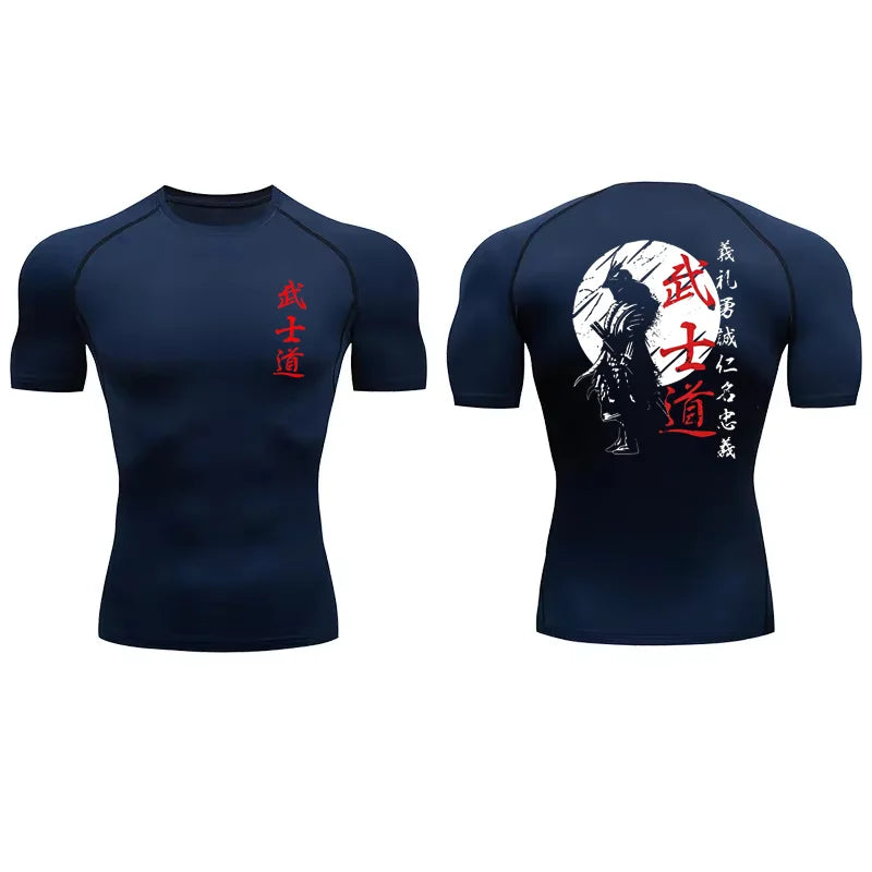 Apex Ritual – Japan Samurai Spirit Compression T-Shirt – Quick-Dry Athletic Gym Running Tee