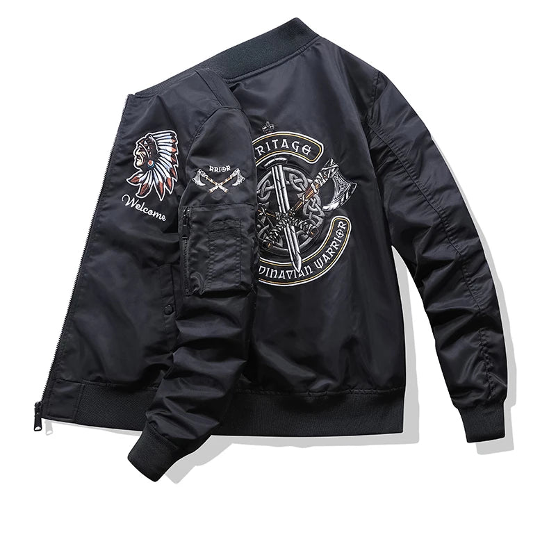 Apex Ritual – Spring Autumn Embroidered MA1 Pilot Jacket Men – Trendy American Workwear Baseball Style