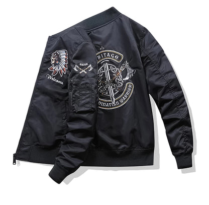 Apex Ritual – Spring Autumn Embroidered MA1 Pilot Jacket Men – Trendy American Workwear Baseball Style