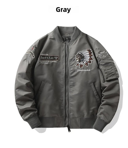 Apex Ritual – Spring Autumn Embroidered MA1 Pilot Jacket Men – Trendy American Workwear Baseball Style