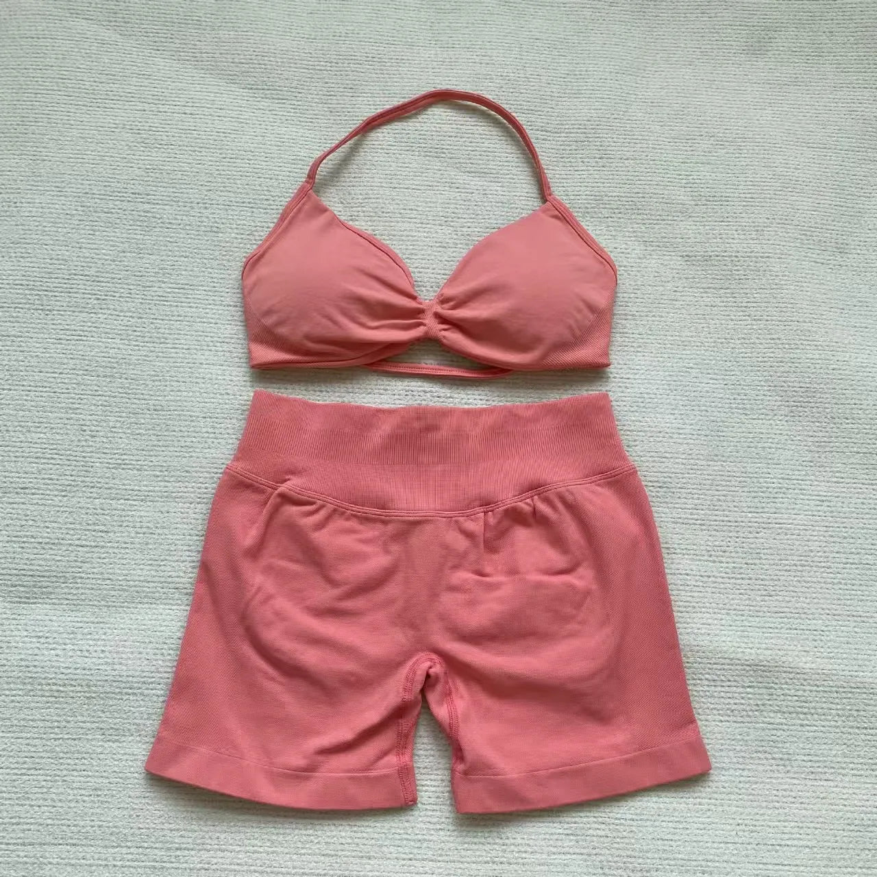 Apex Ritual – Women's 2-Piece Gym Set – Strappy Bra & High-Waist Scrunch Shorts