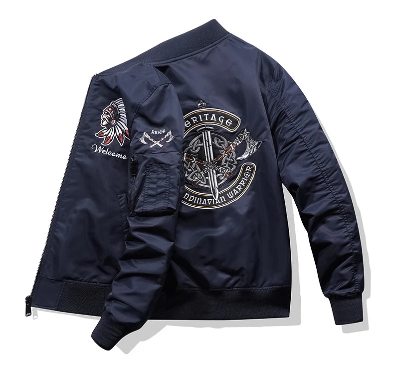 Apex Ritual – Spring Autumn Embroidered MA1 Pilot Jacket Men – Trendy American Workwear Baseball Style