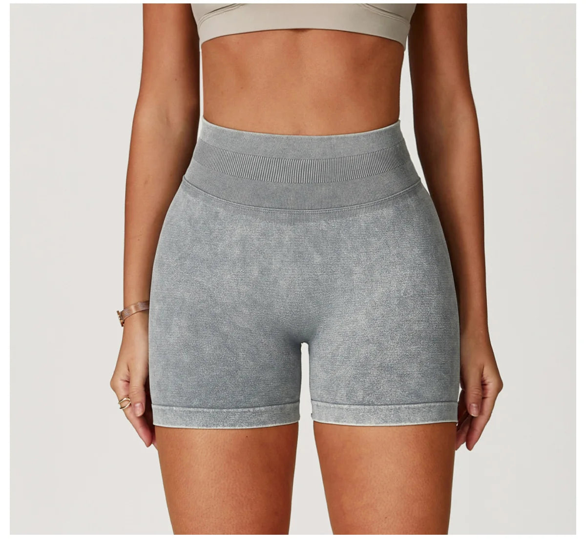 Apex Ritual – Women's High-Waist Yoga Shorts – Sand-Washed Squat-Proof Training Shorts