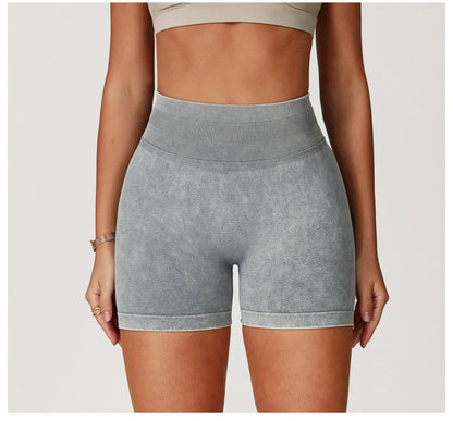 Apex Ritual – Women's High-Waist Yoga Shorts – Sand-Washed Squat-Proof Training Shorts
