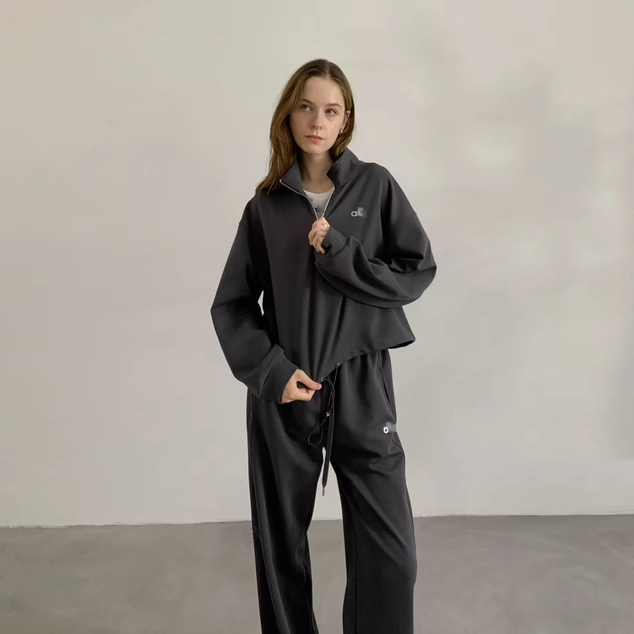Apex Ritual – American Style Half Zipper Stand Collar Jacket Women – Yoga Running Set Long Sleeve