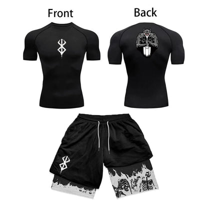 Apex Ritual Men's Compression Set – 3D Print Rash Guard Top & Shorts