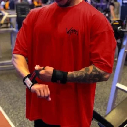 Apex Ritual – Men's Oversized Sports T-Shirt – Round Collar Cotton Summer Training Running Tee