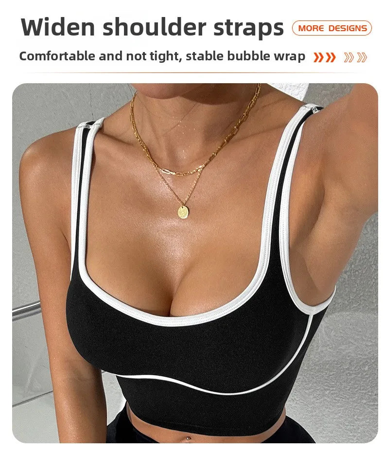 Apex Ritual – Color Blocking Sports Vest Women – No-Wire Push Up Fitness Bra