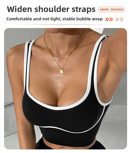 Apex Ritual – Color Blocking Sports Vest Women – No-Wire Push Up Fitness Bra