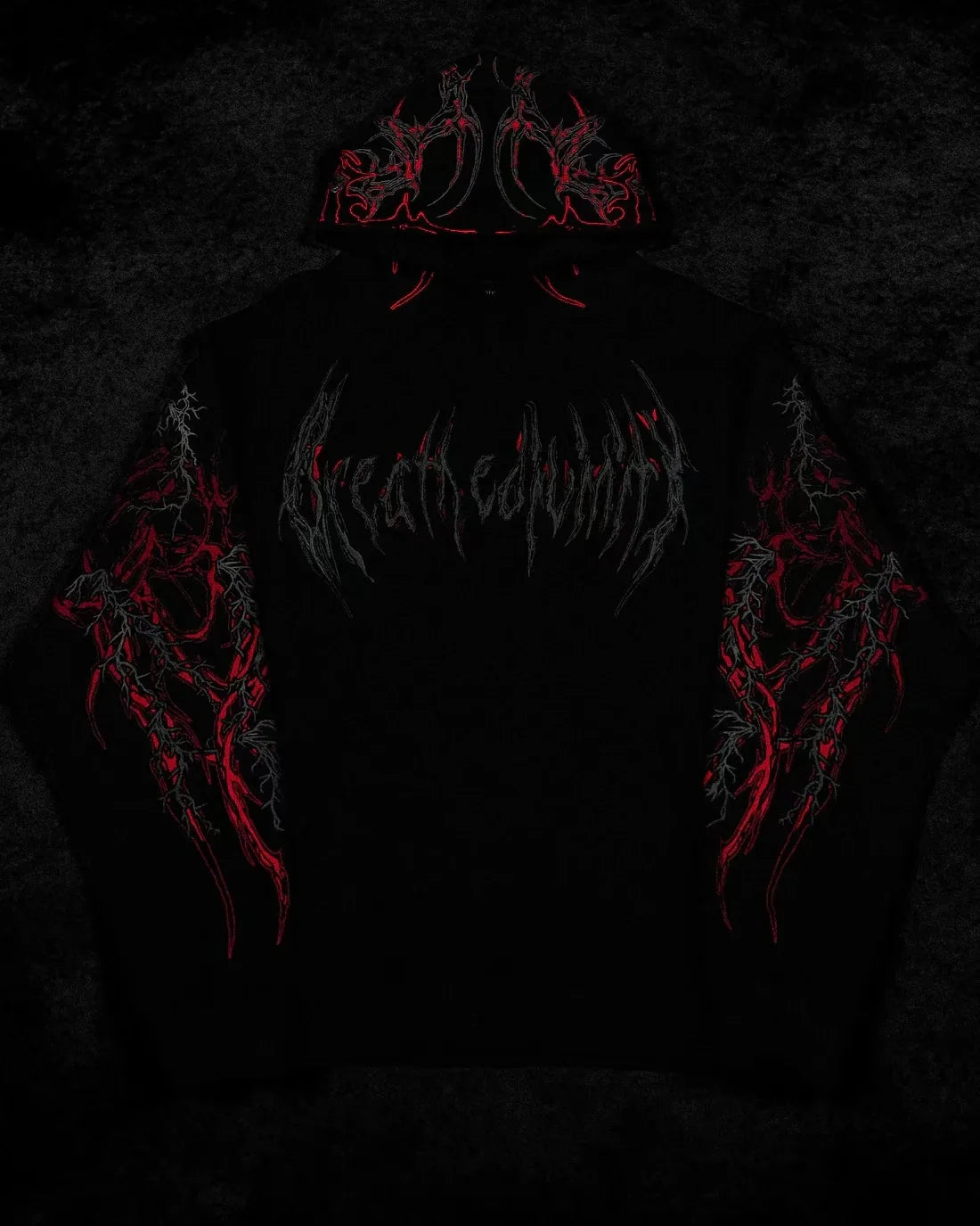 Apex Ritual – Men's Dark Floral Hooded Sweatshirt – Oversized American Streetwear Fitness Pullover