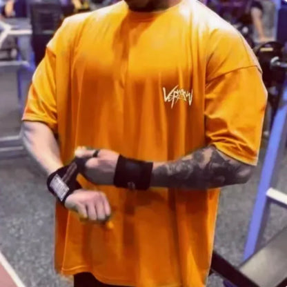 Apex Ritual – Men's Oversized Sports T-Shirt – Round Collar Cotton Summer Training Running Tee