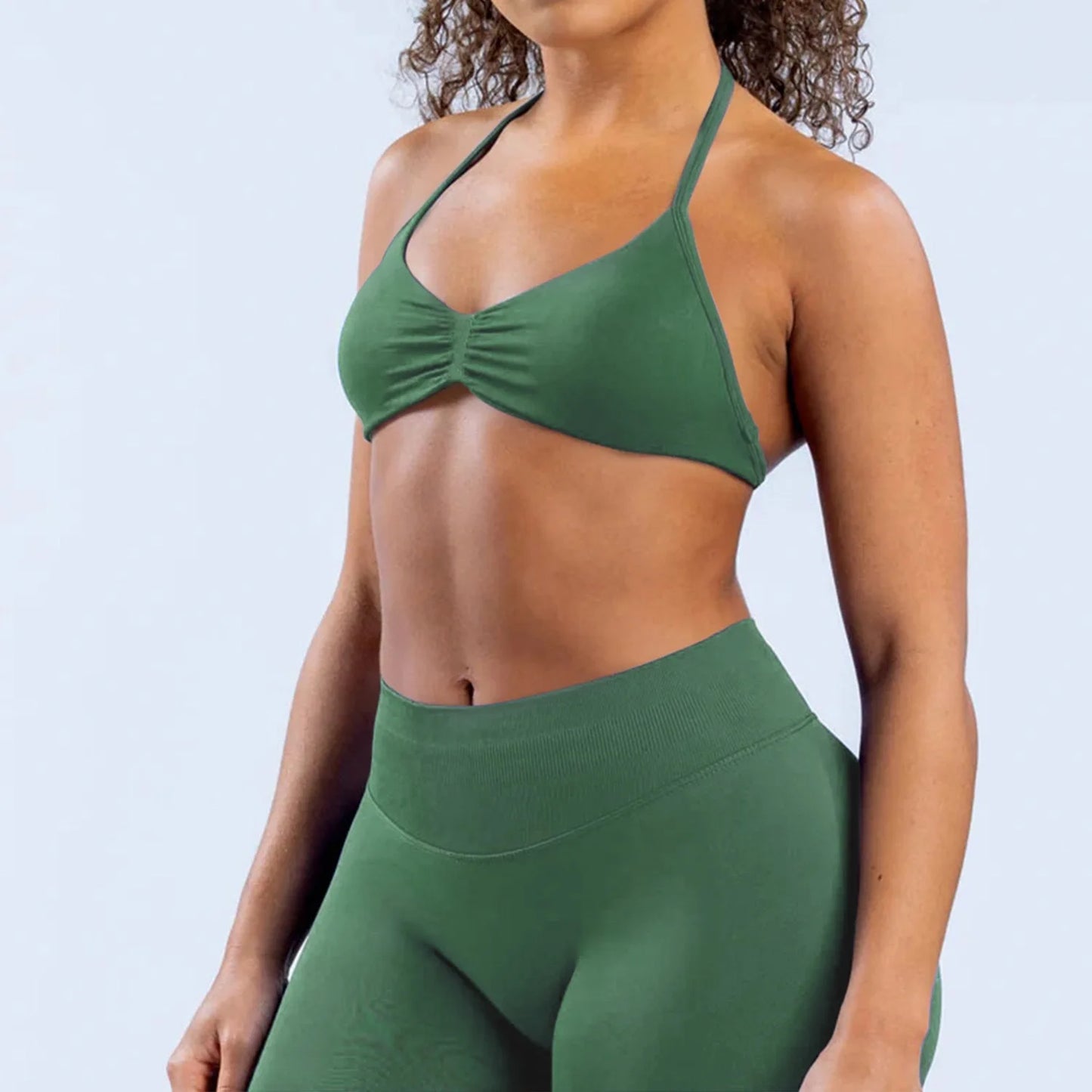 Apex Ritual – Women's 2-Piece Gym Set – Strappy Bra & High-Waist Scrunch Shorts