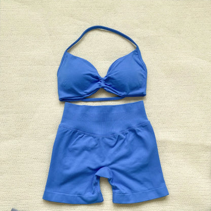 Apex Ritual – Women's 2-Piece Gym Set – Strappy Bra & High-Waist Scrunch Shorts