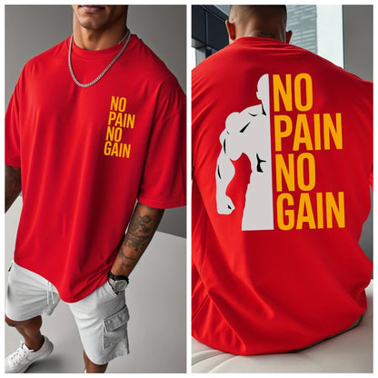 Apex Ritual – No Pain No Gain Oversized Gym T-Shirt – Men's Cotton Streetwear Sports Tee