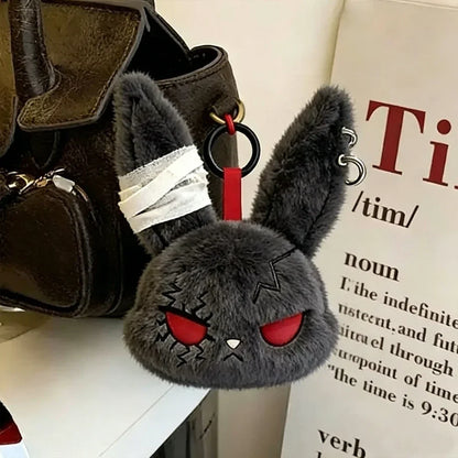 Apex Ritual – Hot Gothic Bunny Plush Keychain – Kawaii Rabbit Bag Charm Key Ring Pendant