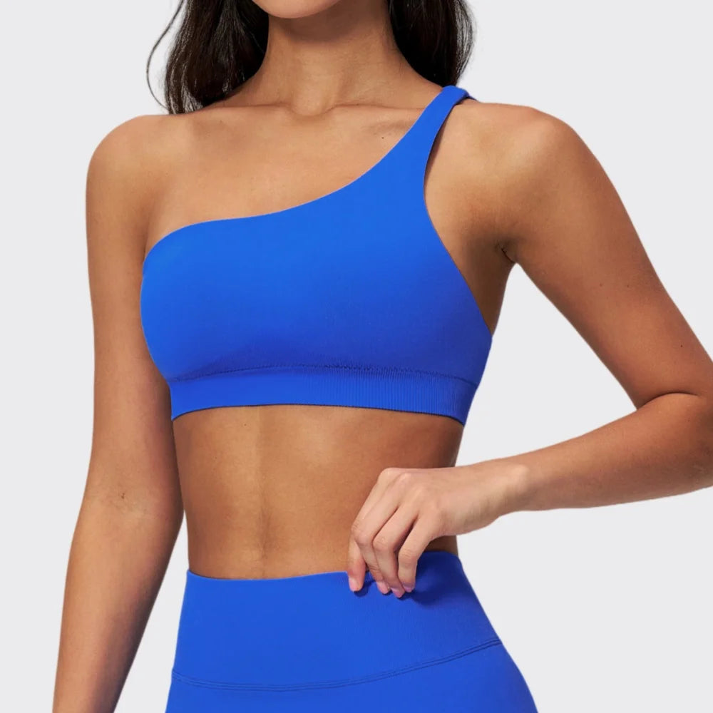 Apex Ritual – Seamless Sport Bra Women – Breathable Shockproof Oblique Shoulder Yoga Bra Sportswear