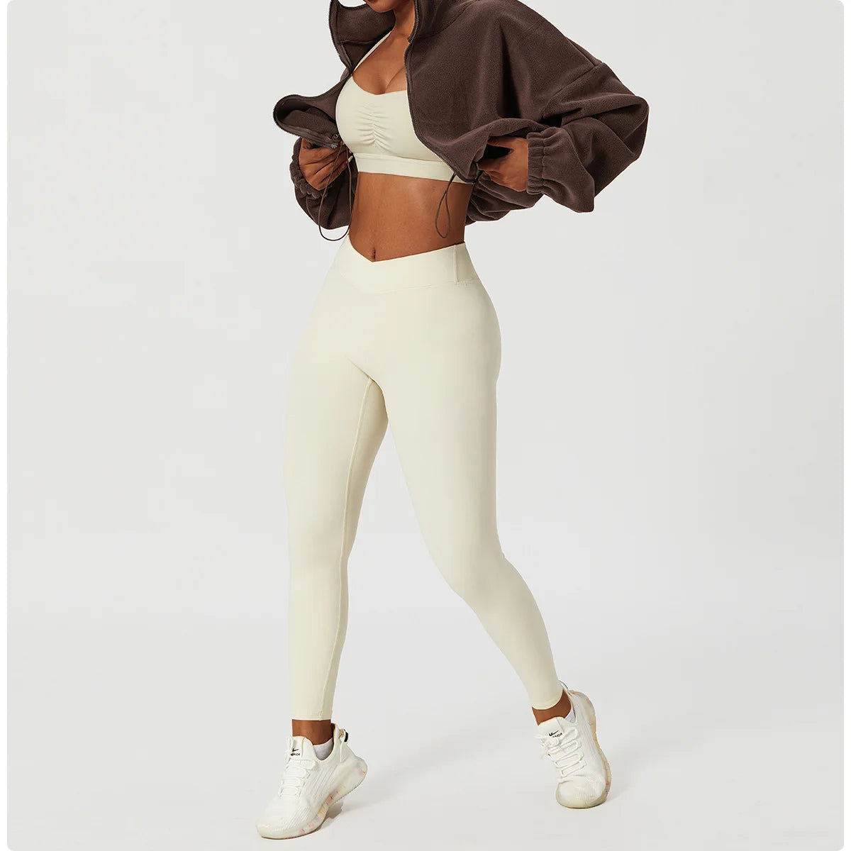 Apex Ritual Women's Fleece Zip Hoodie – Cropped Stand-Collar Training Jacket