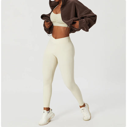 Apex Ritual Women's Fleece Zip Hoodie – Cropped Stand-Collar Training Jacket