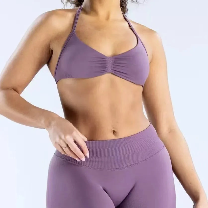 Apex Ritual – Women's 2-Piece Gym Set – Strappy Bra & High-Waist Scrunch Shorts