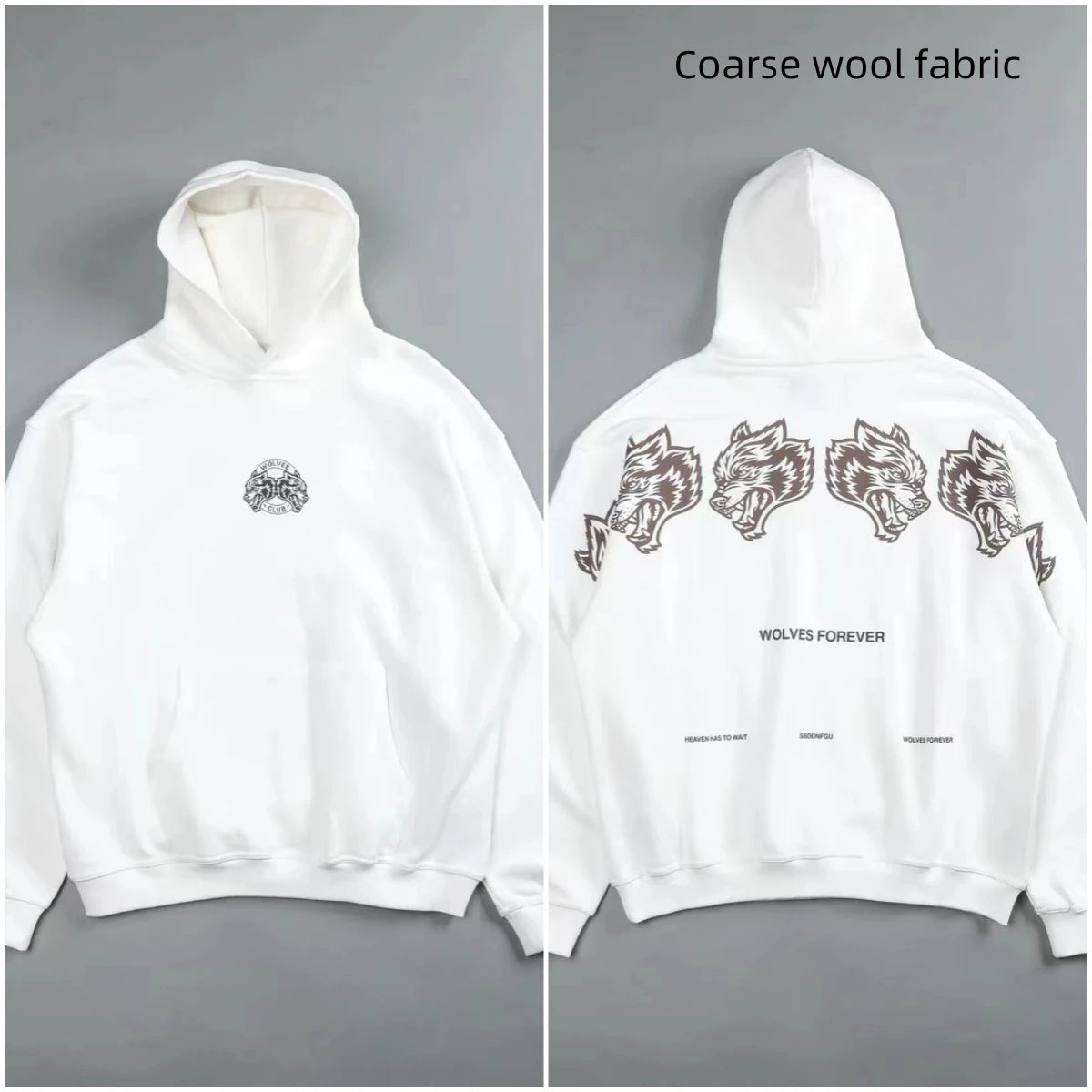 Apex Ritual – Retro Wolf Head Backprint Hoodie – Fleece Lined Sweatshirt Men & Women