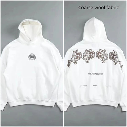 Apex Ritual – Retro Wolf Head Backprint Hoodie – Fleece Lined Sweatshirt Men & Women