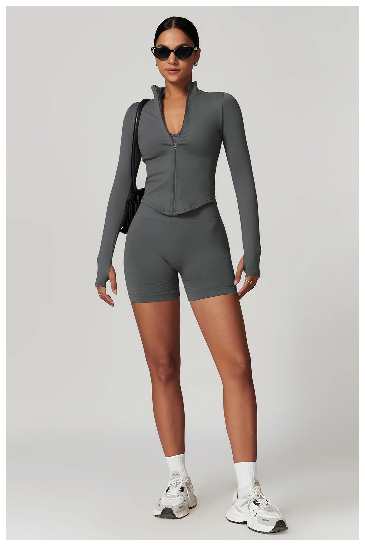Apex Ritual – Ribbed Yoga Tops Women – Standing Collar Long Sleeve Fitness Top Gym Running Shirt