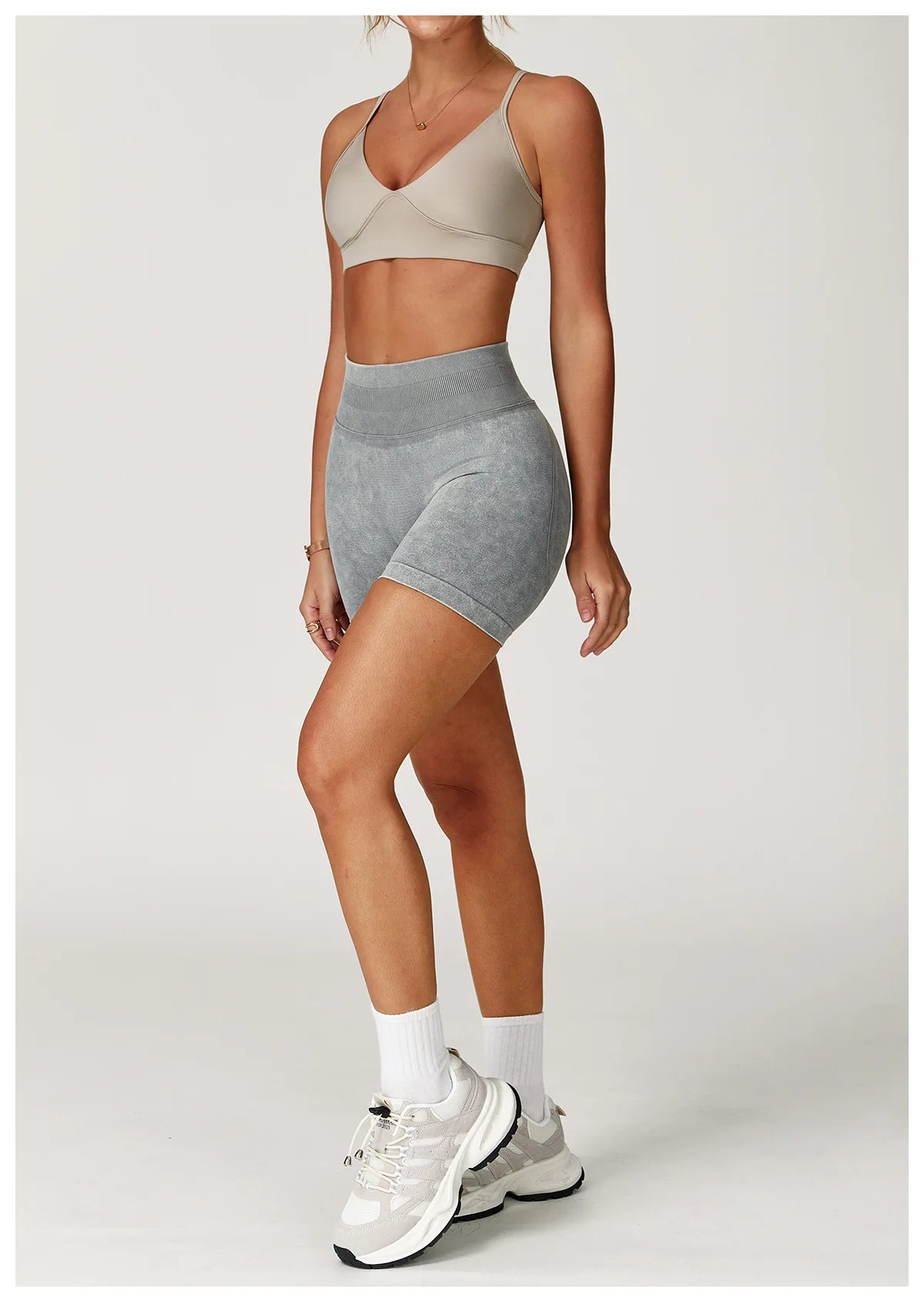 Apex Ritual – Women's High-Waist Yoga Shorts – Sand-Washed Squat-Proof Training Shorts