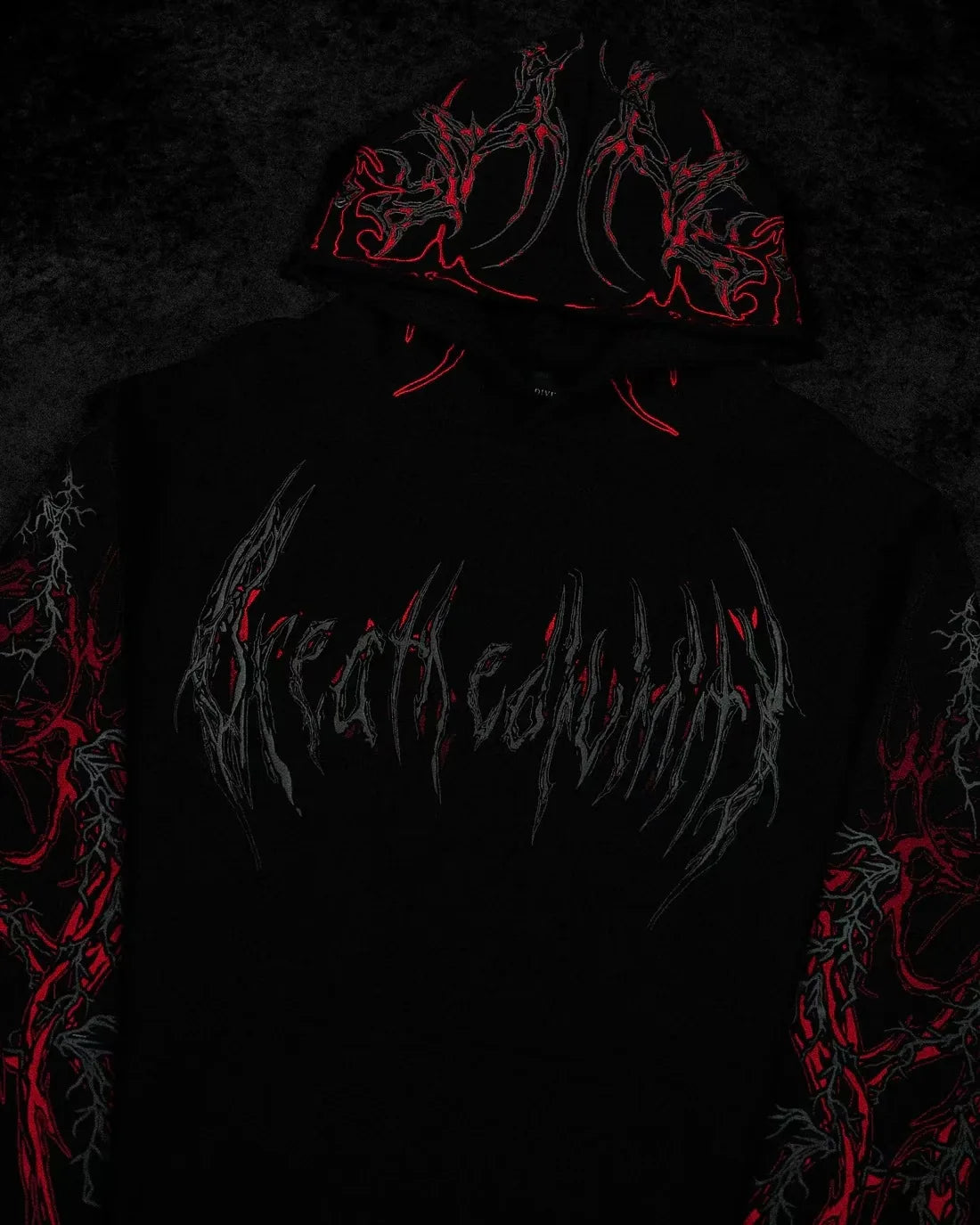 Apex Ritual – Men's Dark Floral Hooded Sweatshirt – Oversized American Streetwear Fitness Pullover