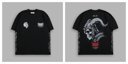 Apex Ritual – EINHERJAR Side By Side Oversized Tee – Y2K Gothic Hip Hop Couple T-Shirt