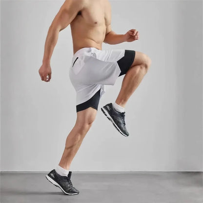 Apex Ritual – Men's 2-in-1 Fitness Running Shorts – Compression Lining with Phone Bag & Towel Ring