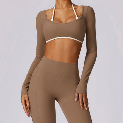 Apex Ritual Women's Backless Long-Sleeve Yoga Top – Quick-Dry Training Shirt