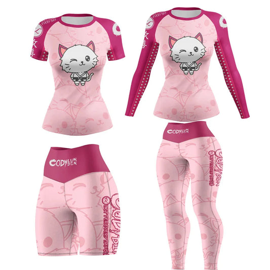 Apex Ritual – Women's MMA Tracksuit Set (4pcs) – BJJ Boxing Rashguard, Grappling & Muay Thai Shorts