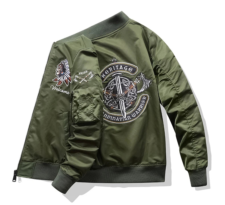 Apex Ritual – Spring Autumn Embroidered MA1 Pilot Jacket Men – Trendy American Workwear Baseball Style