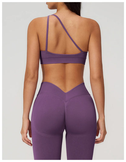 Apex Ritual – Seamless Sport Bra Women – Breathable Shockproof Oblique Shoulder Yoga Bra Sportswear