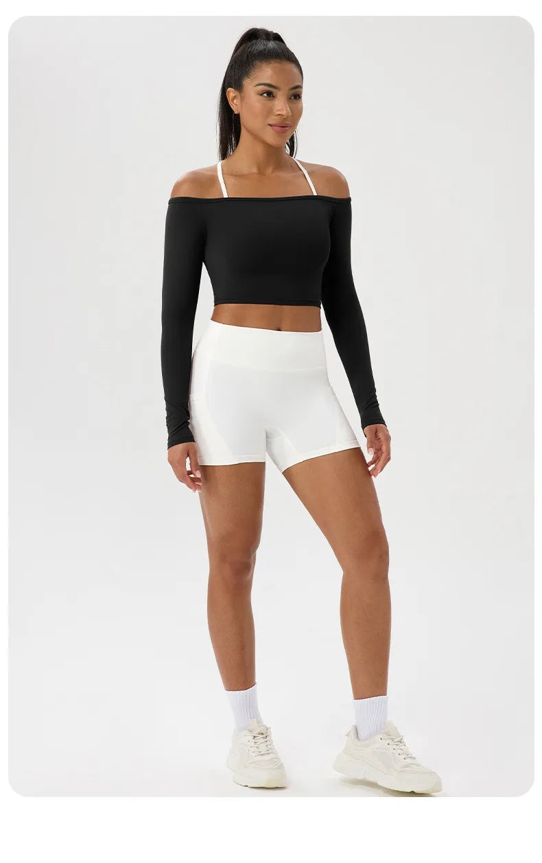Apex Ritual – Women's Off-Shoulder Long-Sleeve Top – Quick-Dry Yoga & Gym Shirt