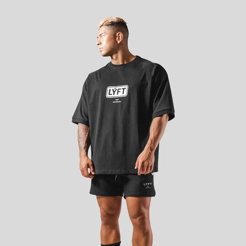 Apex Ritual – Oversized Men's Letter Print Sports Tee – Training Streetwear T-Shirt