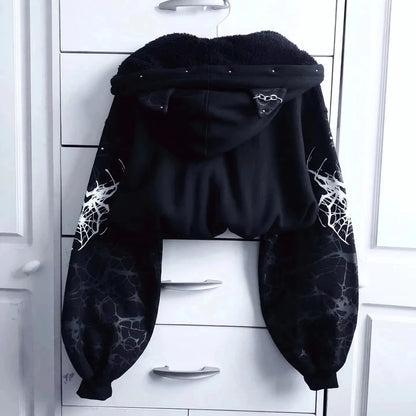 Apex Ritual – Y2K Korean College Style Zipper Hoodie Women – Harajuku Casual Loose Fleece Thick Sweatshirt
