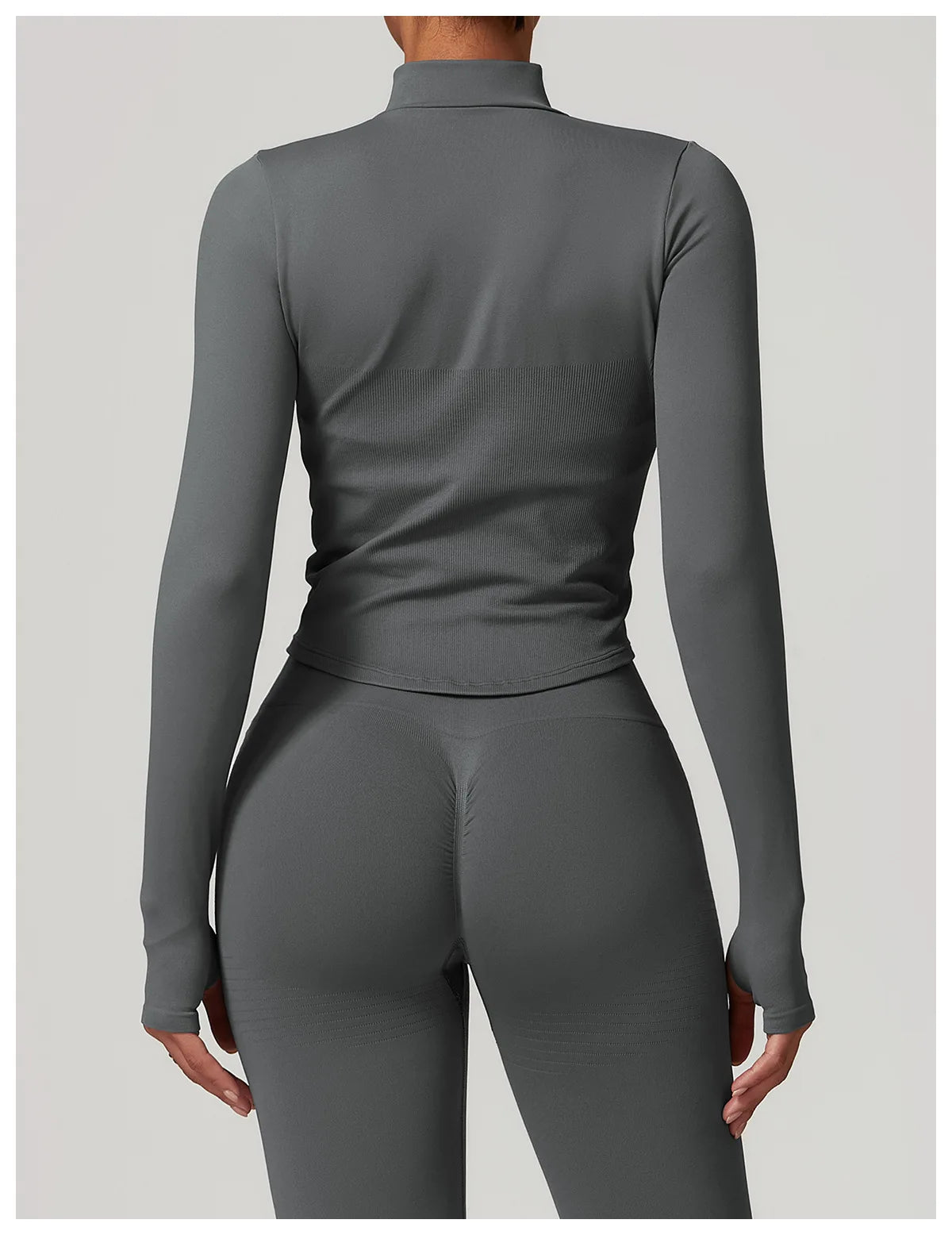 Apex Ritual – Ribbed Yoga Tops Women – Standing Collar Long Sleeve Fitness Top Gym Running Shirt