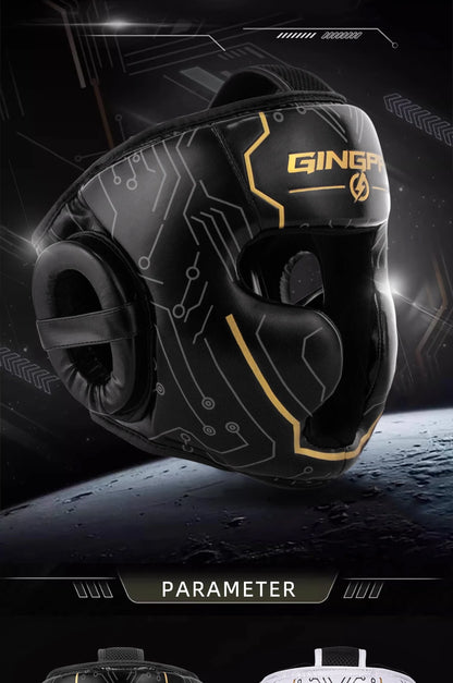 Apex Ritual – Full-Coverage MMA Boxing Helmet – Leather Head Guard for Muay Thai & Kickboxing
