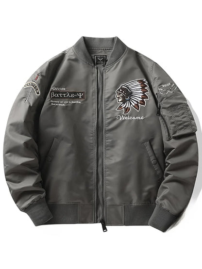 Apex Ritual – Spring Autumn Embroidered MA1 Pilot Jacket Men – Trendy American Workwear Baseball Style