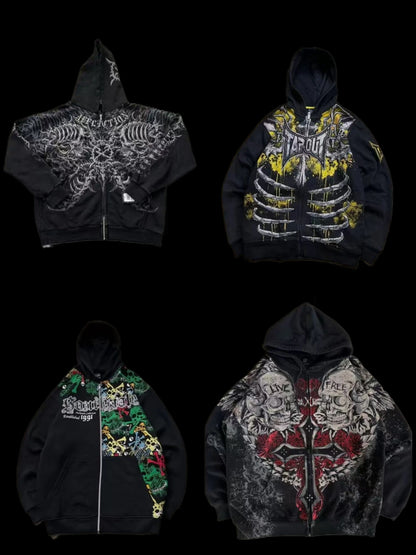 Apex Ritual – Explosions Y2K Hooded Sweater Men – American Retro Hip-Hop Graffiti Unisex Zipper Hoodie