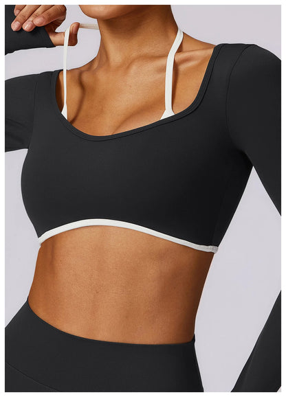 Apex Ritual Women's Backless Long-Sleeve Yoga Top – Quick-Dry Training Shirt