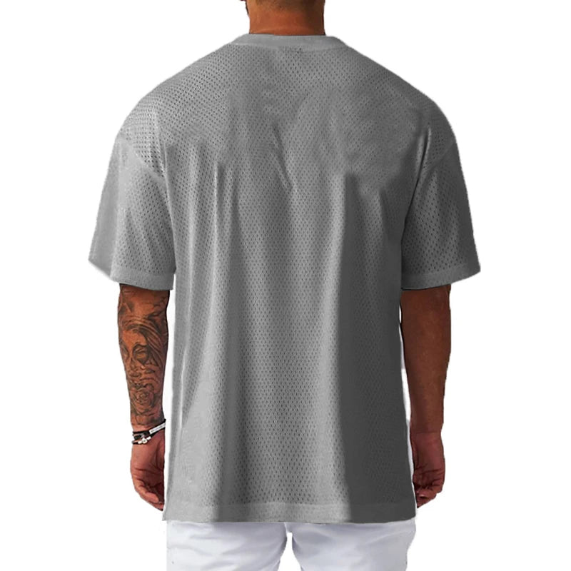 Apex Ritual – Men's Oversized Mesh Gym T-Shirt – Quick-Dry Training & Running Tee