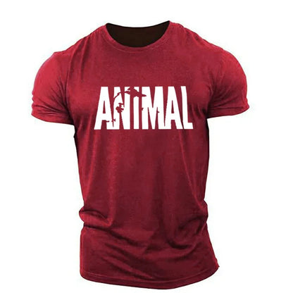Apex Ritual – Animal Letter Men's Oversized Gym T-Shirt – Minimalist O-Neck Streetwear Sportswear