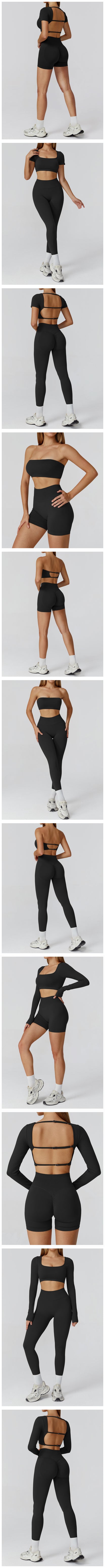 Apex Ritual – Seamless Quick-Dry Sportswear – Women's Square Neck Gym Crop Top & Long Sleeve